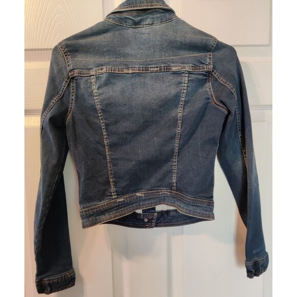 Aeropostale Distressed Denim Blue Jean Jacket Button Close Women sz Small Petite - Picture 2 of 8